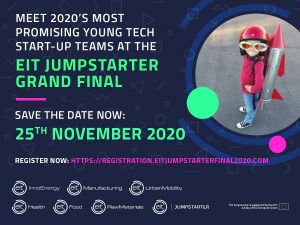 Six EIT Jumpstarter finalists compete for three main prizes in the healthcare category during the Grand Final event
